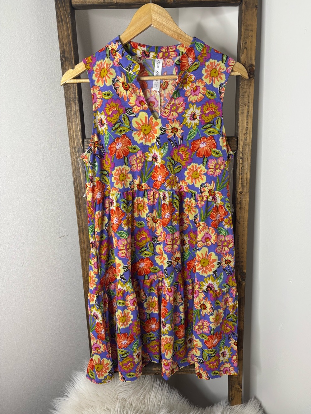 Dear Scarlett Sleeveless Floral Tiered Mini Dress - Purple Multi - Picture 2 of 4